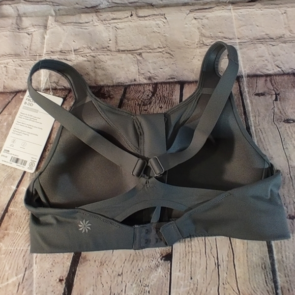 Athleta Advance Zip Front Bra 32B Olive Sports Bra NWT - Picture 2 of 9